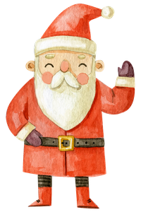 Illustration of Santa Claus waving with a smile