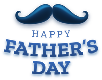 Happy Father's Day graphic with a blue mustache