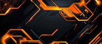 Futuristic circuit board design with neon orange accents on a dark background