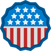 USA shield emblem with stars and stripes
