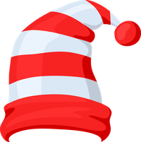 Red and white striped hat with a red pom-pom