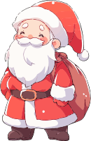 Cartoon image of Santa Claus with a sack of gifts
