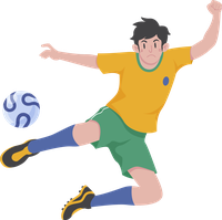 Illustration of a soccer player in mid-kick with a ball