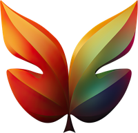 A stylized leaf with gradient colors