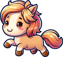 Chibi horse with orange mane and tail running