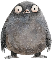 Illustration of a Susuwatari with large eyes and round body