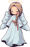 Cartoon angel with closed eyes and a peaceful demeanor