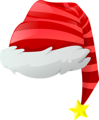 Red and white Santa hat with a yellow star