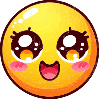 A yellow emoji with a blushing face and a wide smile