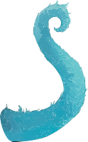 Stylized blue letter S with feather-like texture