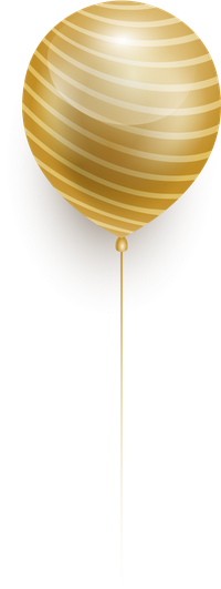 Gold balloon with white stripes and string