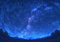 Panoramic view of a starry night sky with the Milky Way visible