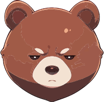 Cartoon angry brown bear face