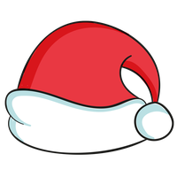 Cartoon Santa hat with red top and white trim