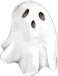 A simple white ghost with two eyes.
