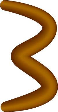 Brown S-shaped object on black background