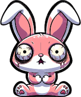 Cartoon zombie bunny with pink and white body