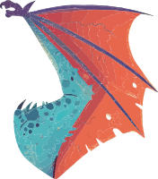 Stylized dragon with gradient blue to red wings