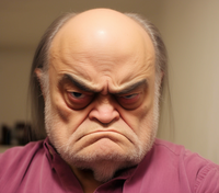Older man with a disapproving look