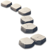 Illustration of seven gray stone steps arranged diagonally