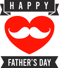 Happy Father's Day graphic with heart and mustache