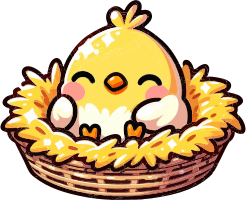Cartoon chick hatching from an egg