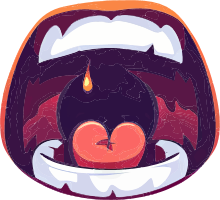 Cartoon bomb inside a mouth