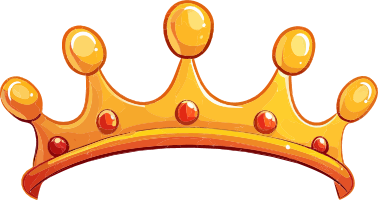 Golden crown with red jewels