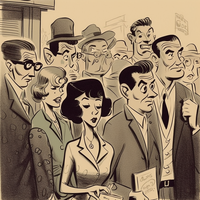 Illustration of a diverse group of people in formal clothing
