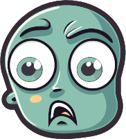 A cartoon face with a shocked expression