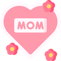 Pink heart with flowers and 'MOM' text
