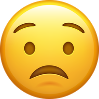 Disappointed face emoji with a yellow background and a frowning mouth.