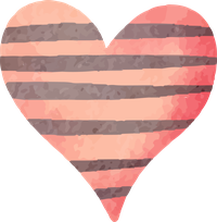 Pink heart with gray stripes