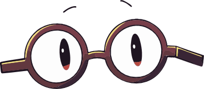 Cartoon illustration of glasses with large eyes
