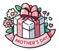 Mother's Day gift boxes with flowers and hearts