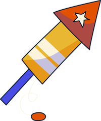 A stylized firework with a star on its tip