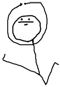 A simple stick figure with a neutral face