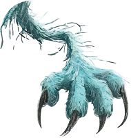 Illustration of a fantasy creature's claw with fur and sharp talons