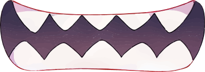 Cartoon monster mouth with sharp white teeth