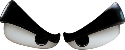 Close-up of a character's eyes with a menacing gaze