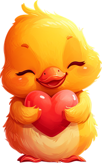 Cartoon duck with heart