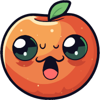 A cartoon orange with a surprised face
