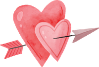 Watercolor heart with an arrow through it