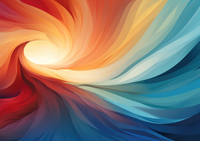 Abstract swirling pattern with red, orange, and blue colors