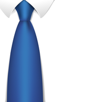 A blue necktie with a white collar