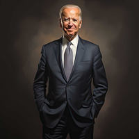 Joe Biden in a dark suit with hands in pockets