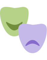 Two pixelated emoticon faces, one smiling and one frowning.