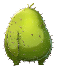 A green cell with spiky protrusions on its surface.