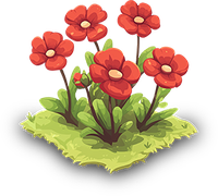 Illustration of red flowers with green leaves