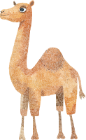 Pixelated camel with long neck and legs